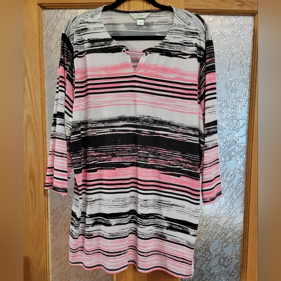 CJ Banks Tops - CJ. Banks. 2X. Pink, black and white.